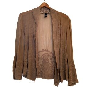 Lucky Brand Sheer Embroidered Boho Jacket – Size S